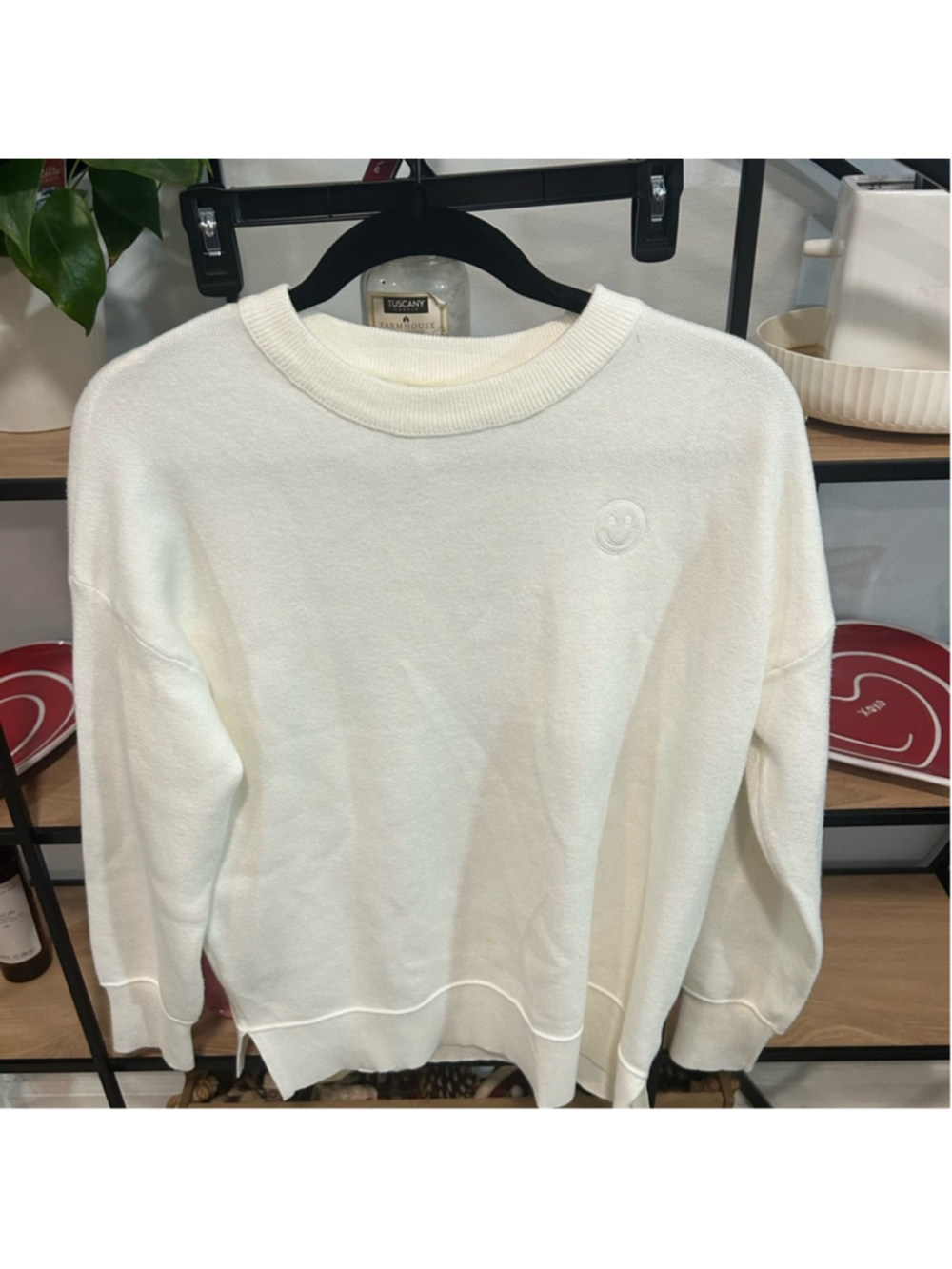 Happily Grey White Crewneck Sweater